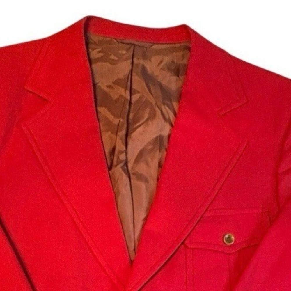 Wickliffe Mens Blazer Red Vintage Gold Button Sport Coat 44R Textured Pockets
